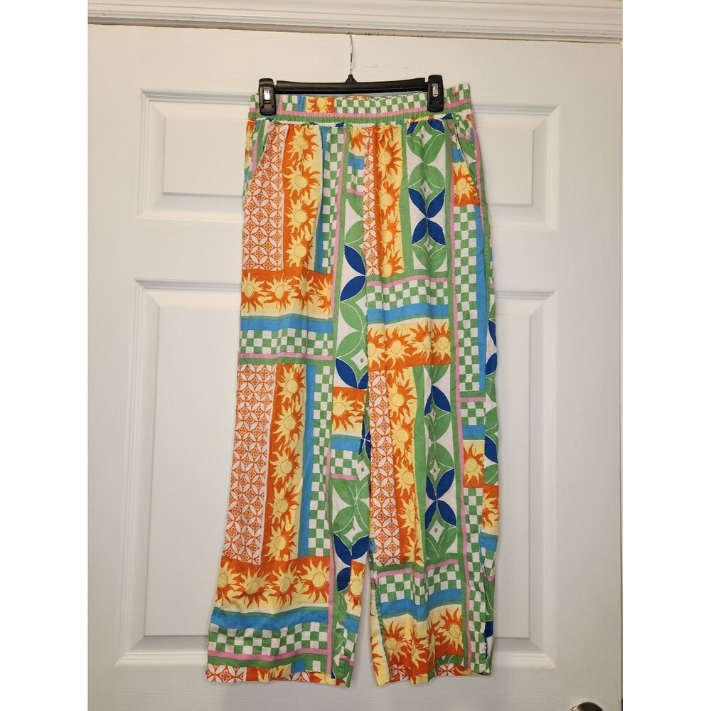 Christian Siriano Multi-Color Printed Women’s Linen Blend Pants Size Medium